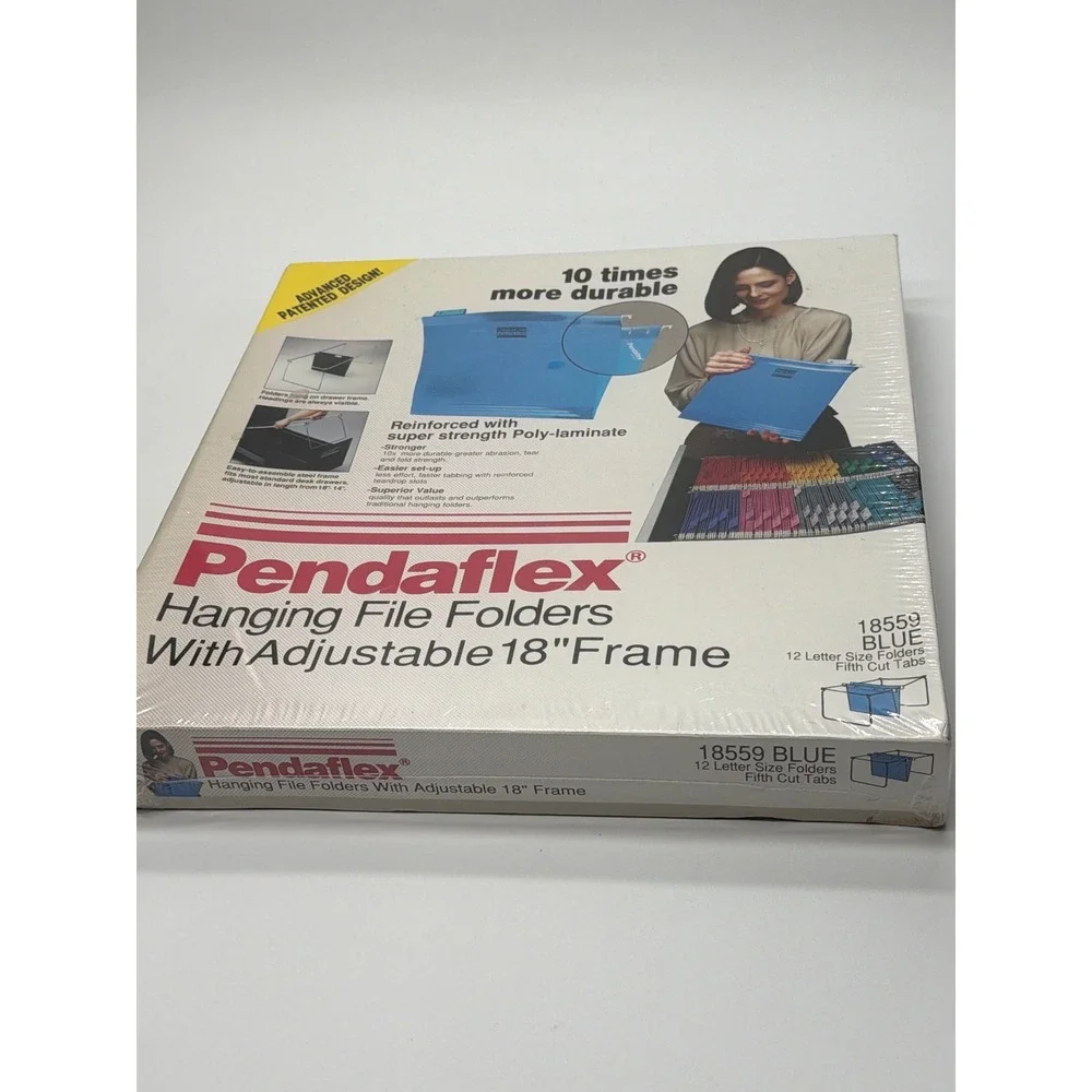 Pendaflex Hanging File Folders 12 Count Blue Letter Size Adjustable 18559